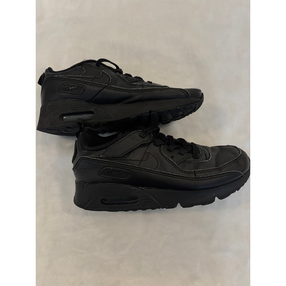 Nike Air Max 90 Triple Black Leather Sneakers Kids Size 3Y CD6864-001